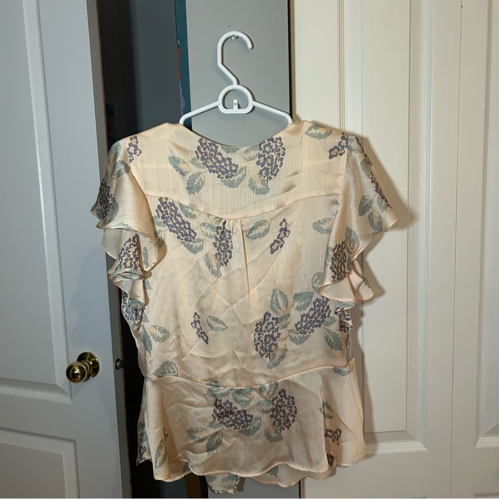 Mango Cream Floral Button-Front Ruffle Blouse - Picture 7 of 7
